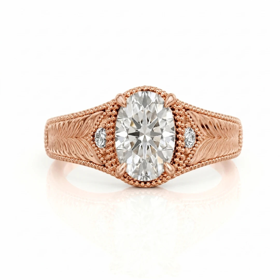 Vintage Feather Diamond Engagement Ring