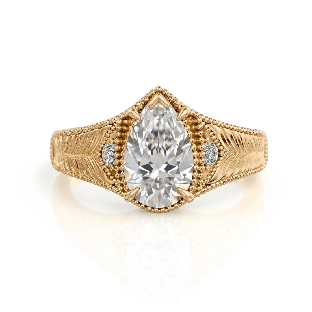 Vintage Feather Diamond Engagement Ring