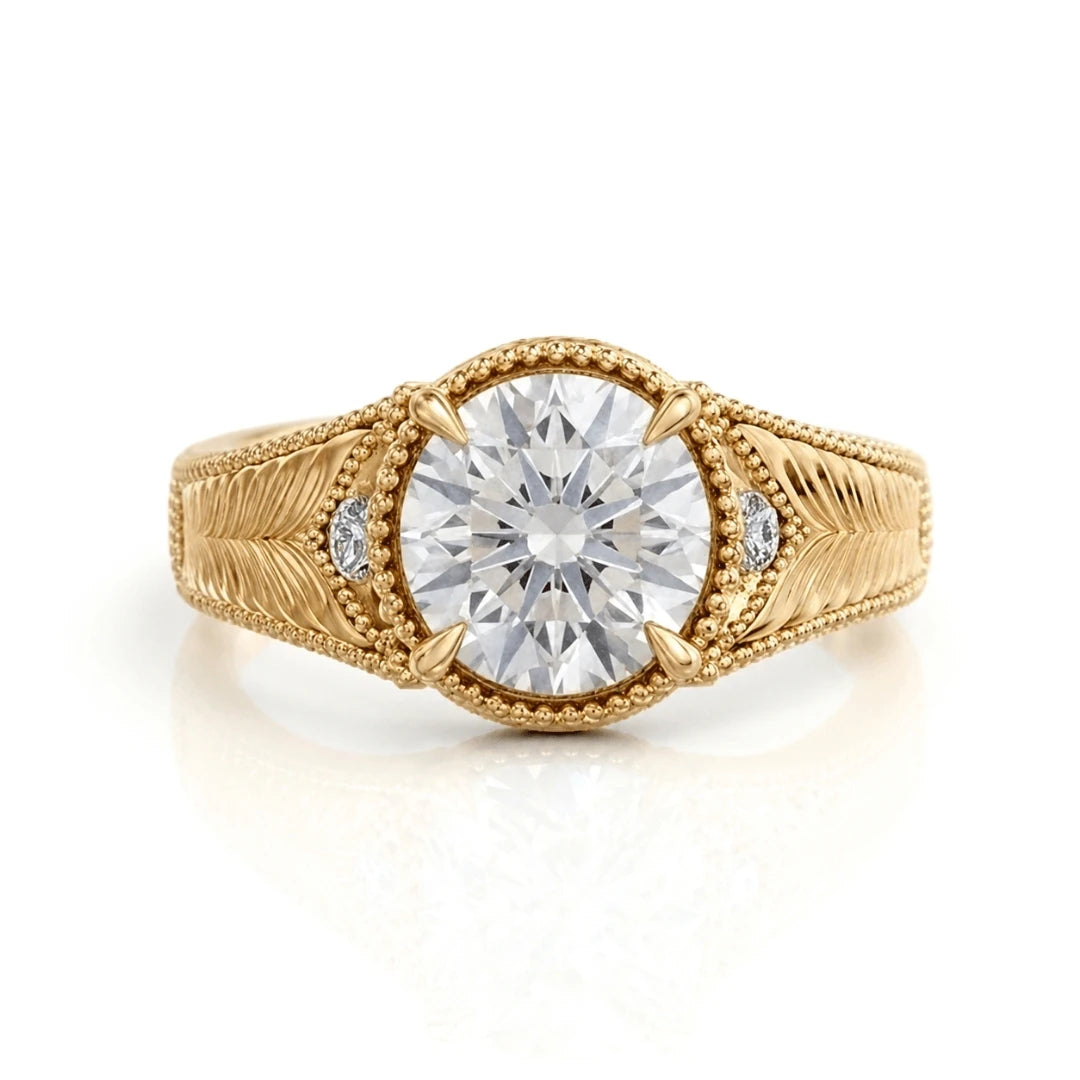 Vintage Feather Diamond Engagement Ring