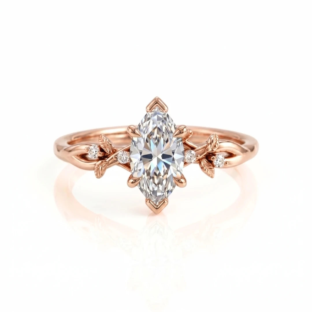 Vintage Leaf & Vine Diamond Engagement Ring