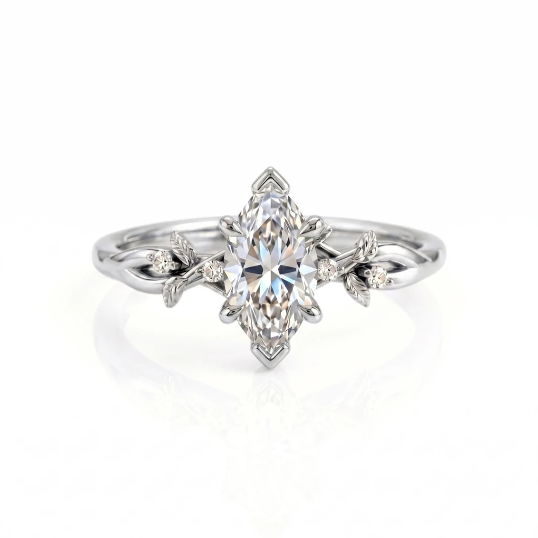 Vintage Leaf & Vine Diamond Engagement Ring