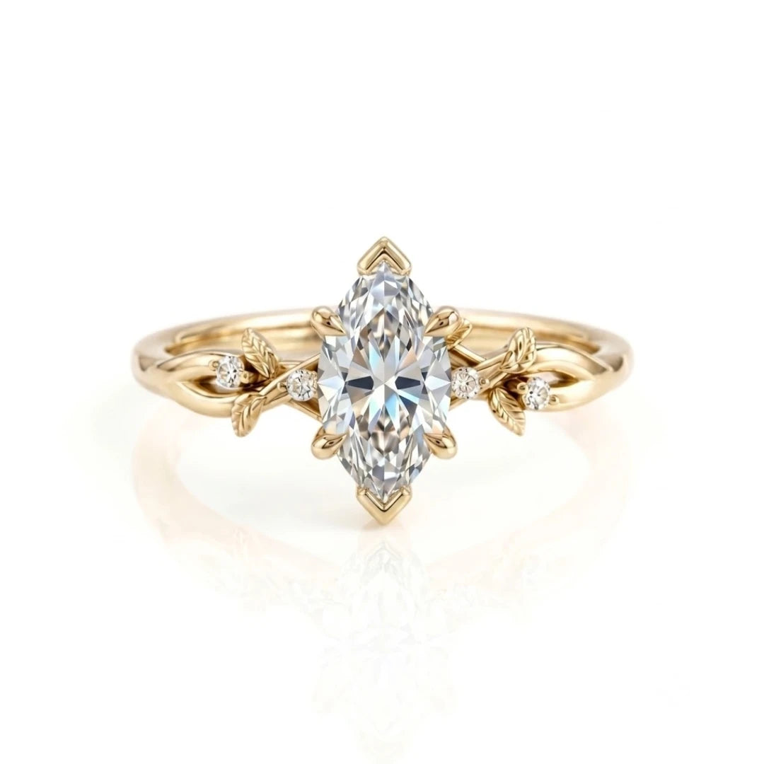 Vintage Leaf & Vine Diamond Engagement Ring
