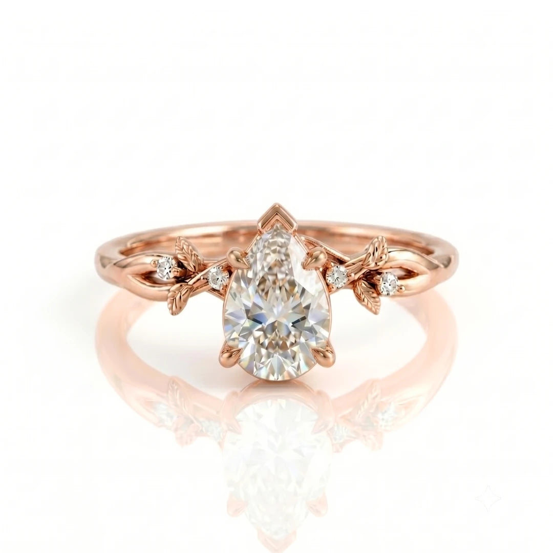 Vintage Leaf & Vine Diamond Engagement Ring