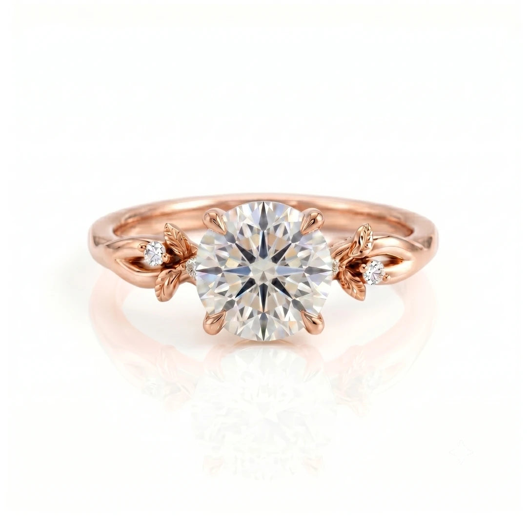 Vintage Leaf & Vine Diamond Engagement Ring