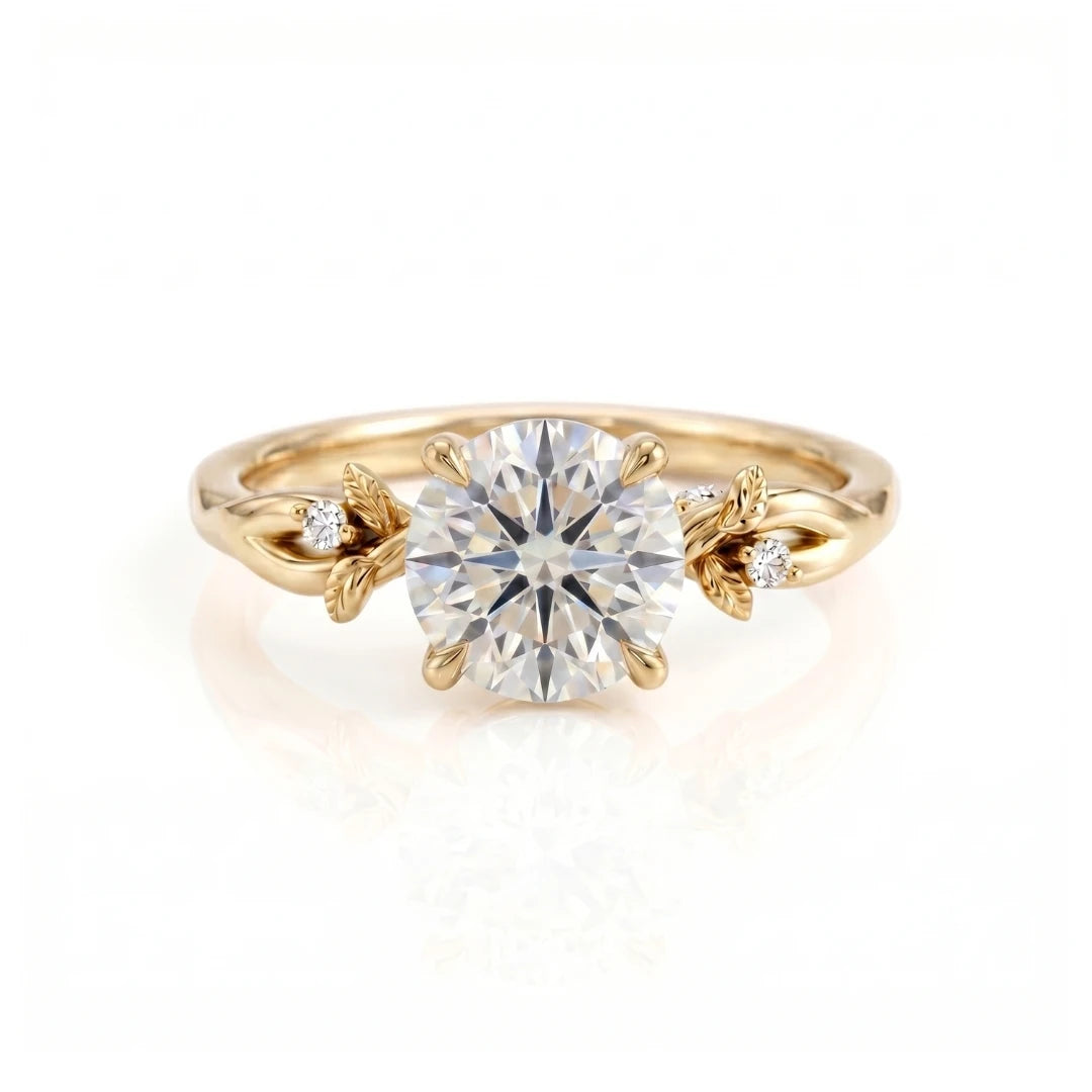 Vintage Leaf & Vine Diamond Engagement Ring