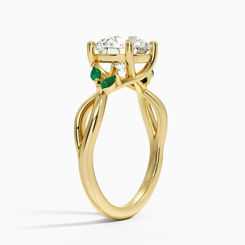 Willow Ring With Lab Emerald Accents