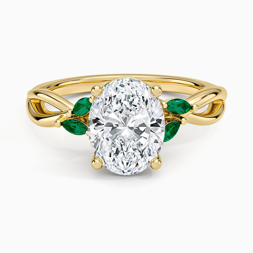 Willow Ring With Lab Emerald Accents