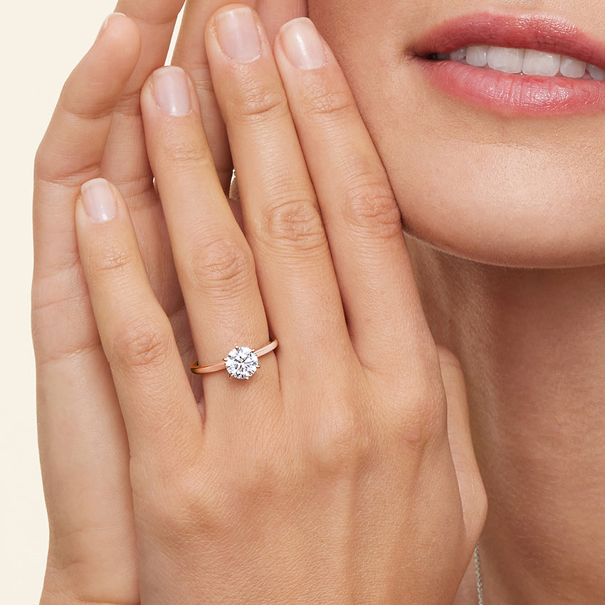 Six-Prong Petite Comfort Fit 1.5mm Solitaire Ring