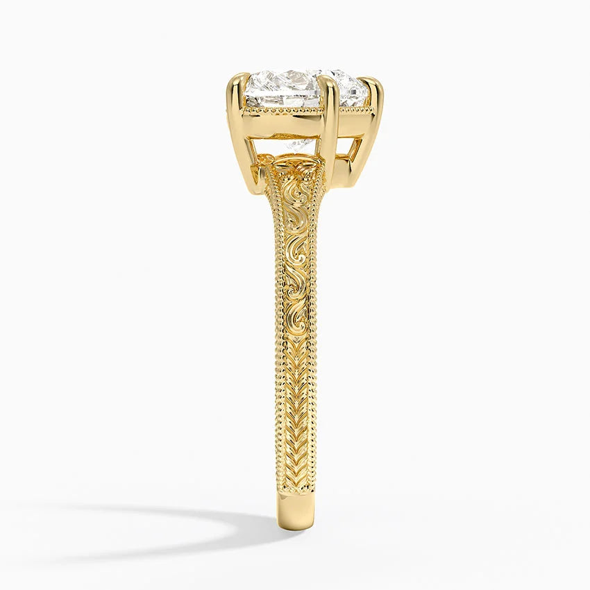 Tapered Elsie Engraved Solitaire Ring