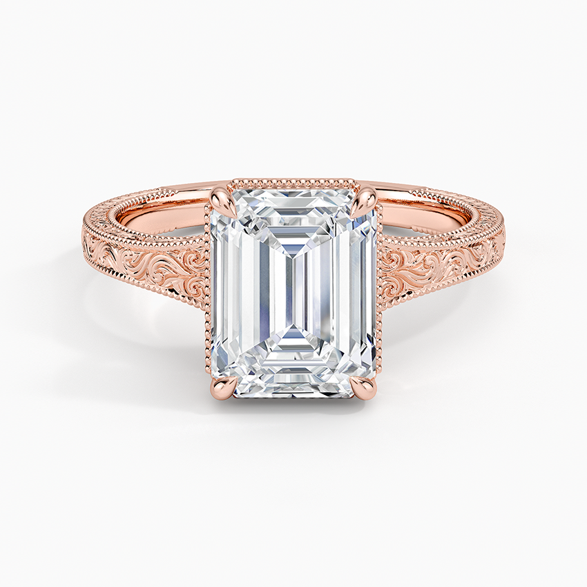 Tapered Elsie Engraved Solitaire Ring