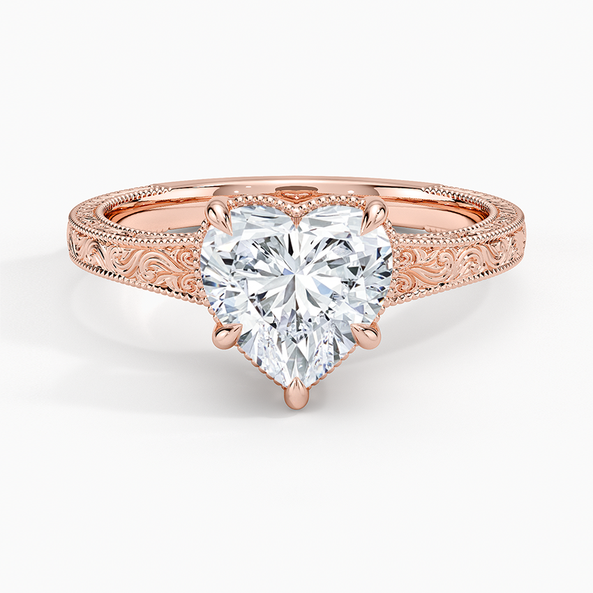 Tapered Elsie Engraved Solitaire Ring