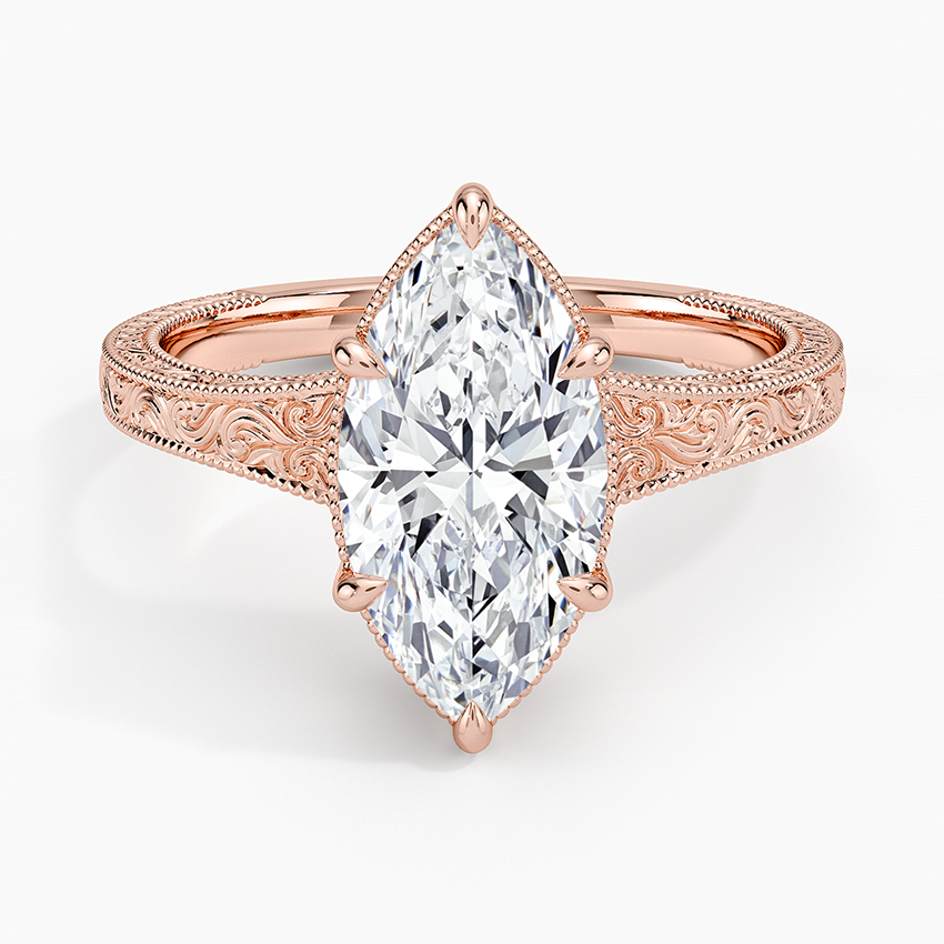 Tapered Elsie Engraved Solitaire Ring