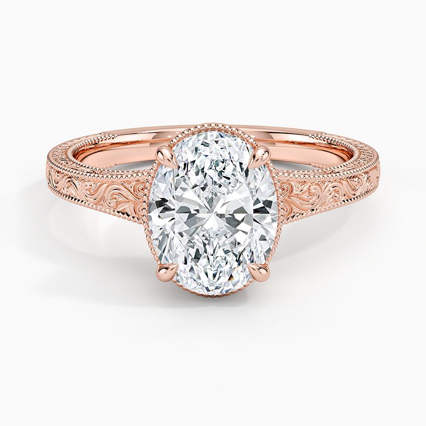 Tapered Elsie Engraved Solitaire Ring
