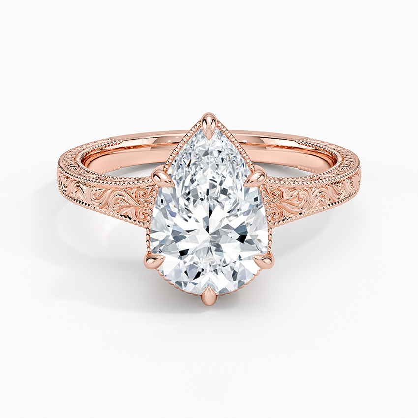 Tapered Elsie Engraved Solitaire Ring