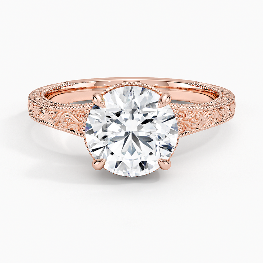 Tapered Elsie Engraved Solitaire Ring