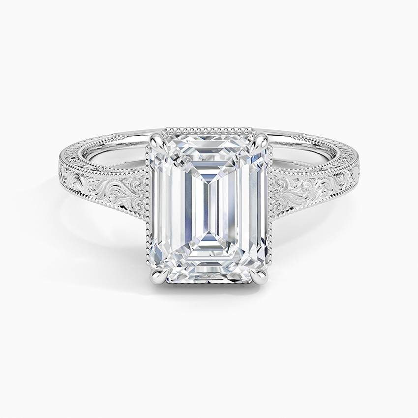 Tapered Elsie Engraved Solitaire Ring