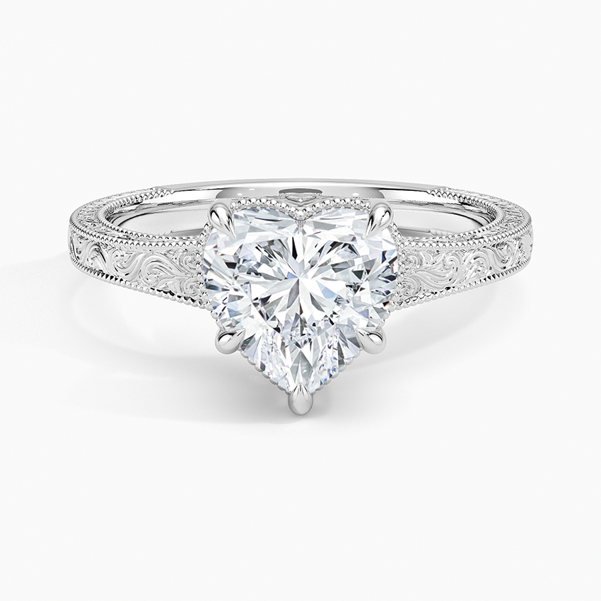Tapered Elsie Engraved Solitaire Ring