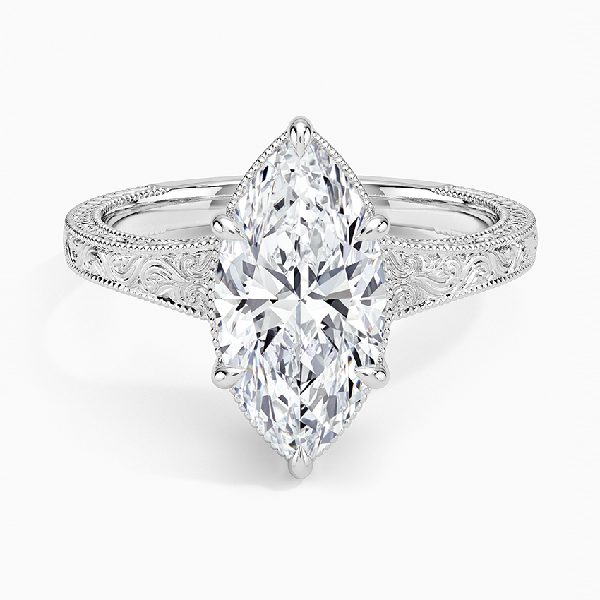 Tapered Elsie Engraved Solitaire Ring