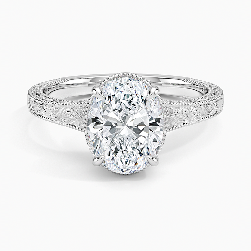 Tapered Elsie Engraved Solitaire Ring
