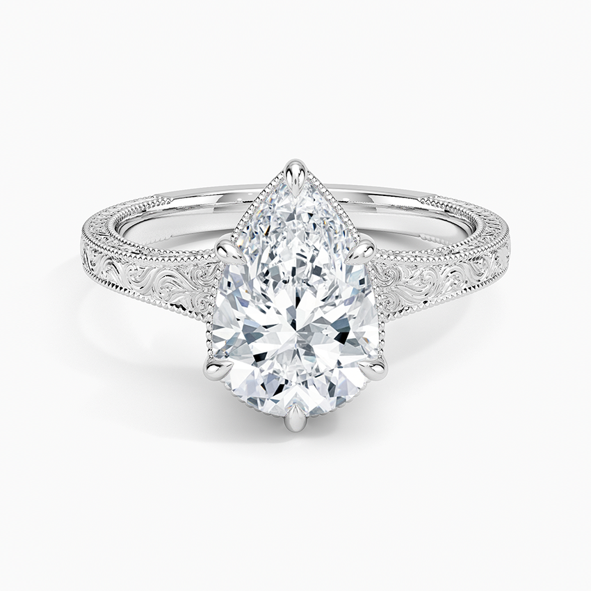 Tapered Elsie Engraved Solitaire Ring