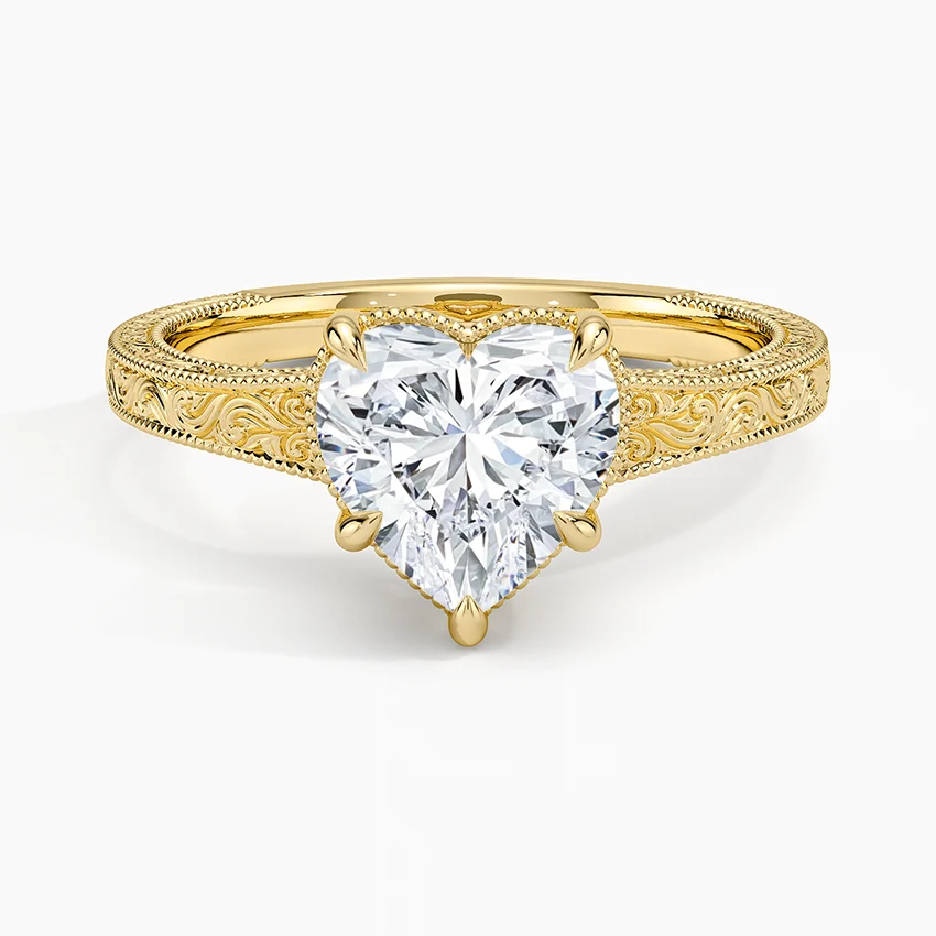 Tapered Elsie Engraved Solitaire Ring