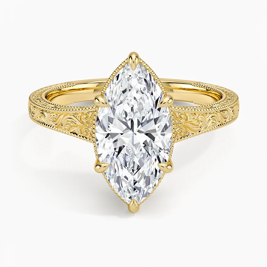 Tapered Elsie Engraved Solitaire Ring