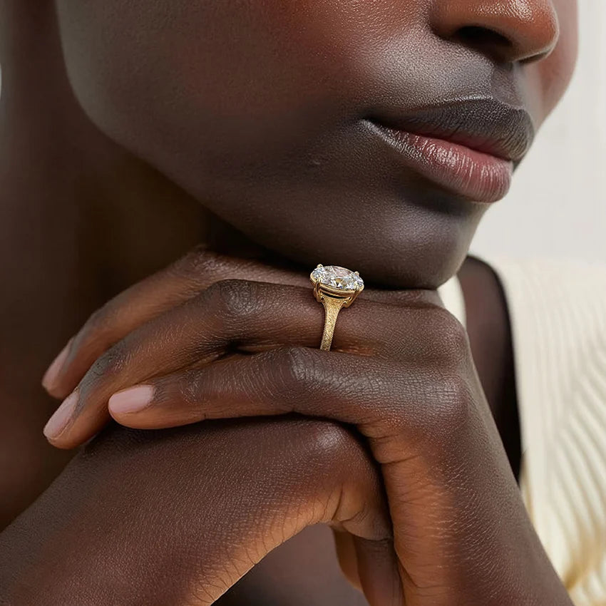 Tapered Elsie Engraved Solitaire Ring