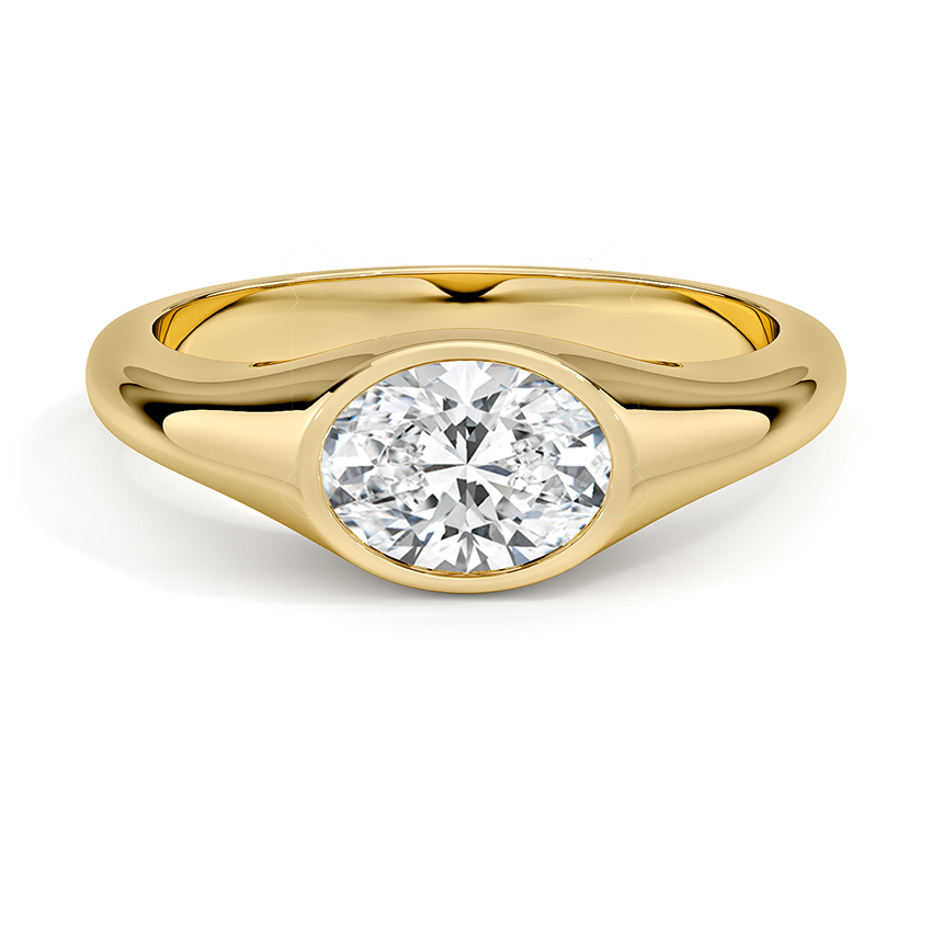 East-West Bezel Solitaire Signet Ring