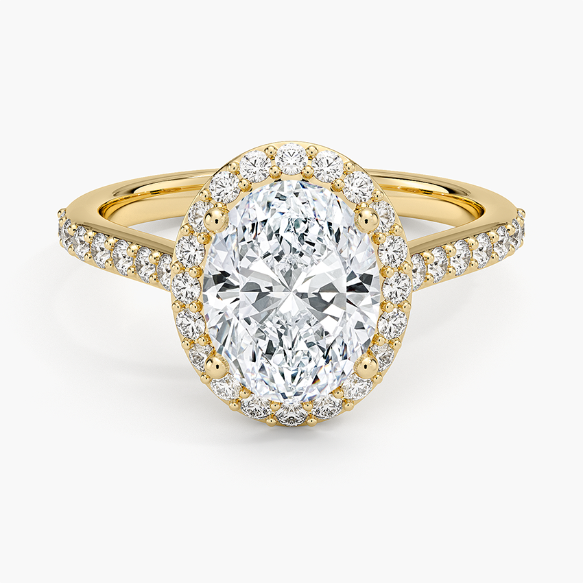 Halo Diamond Ring with Side Stones (1/3 ct. tw.)