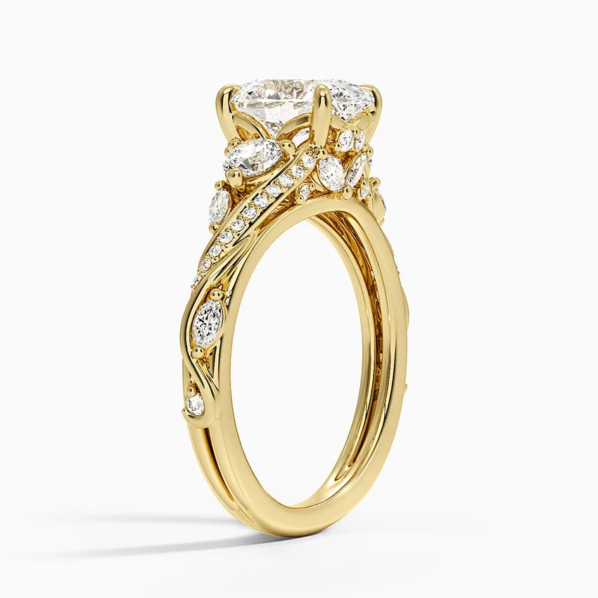 Begonia Vine Three Stone Diamond Ring