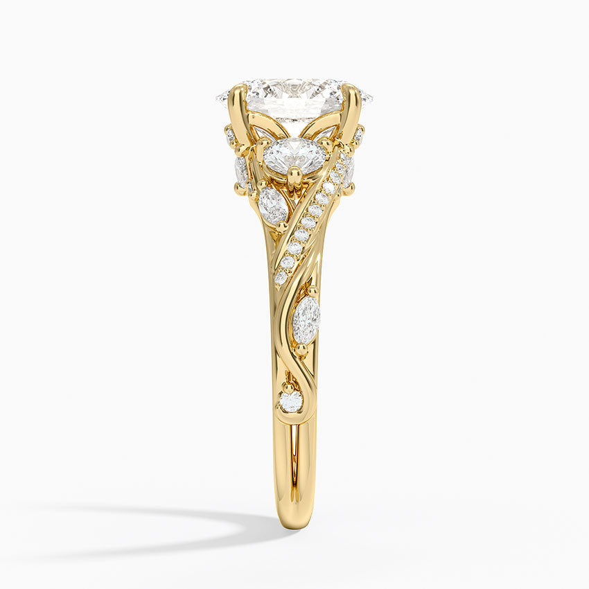Begonia Vine Three Stone Diamond Ring