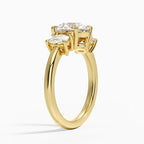 Faye Elongated Cushion Three Stone Diamond Ring