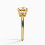 Faye Elongated Cushion Three Stone Diamond Ring