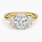 Faye Elongated Cushion Three Stone Diamond Ring