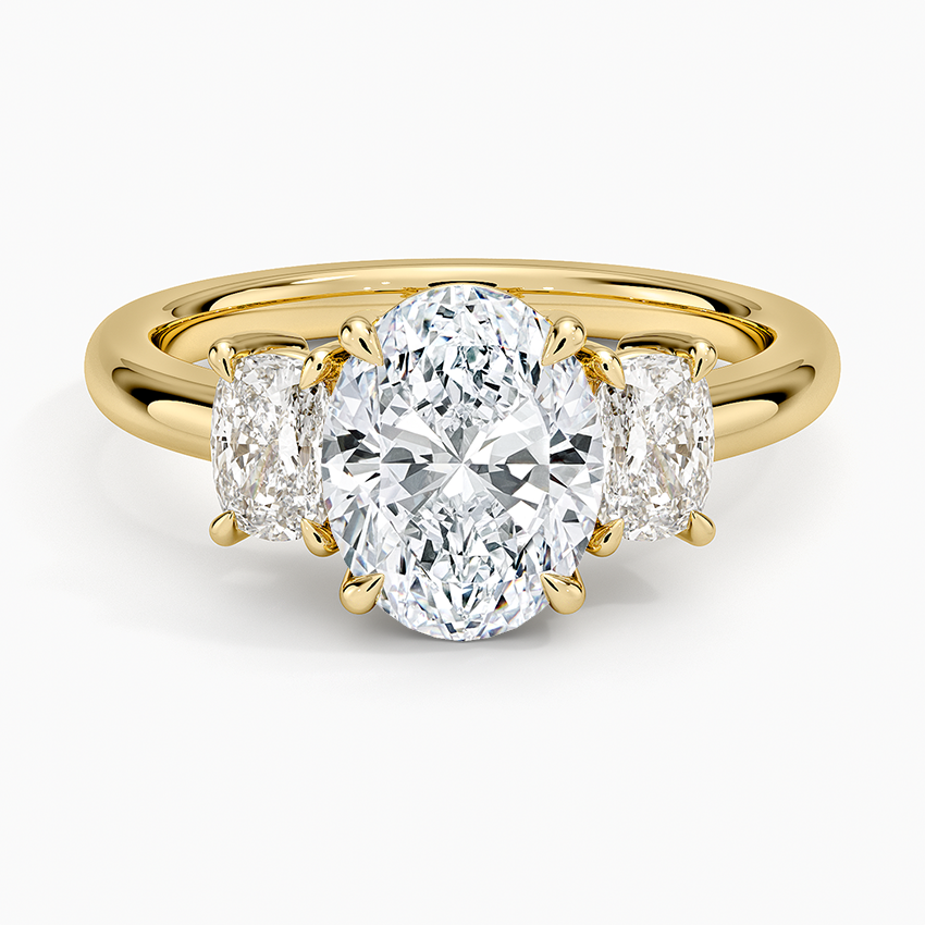 Faye Elongated Cushion Three Stone Diamond Ring