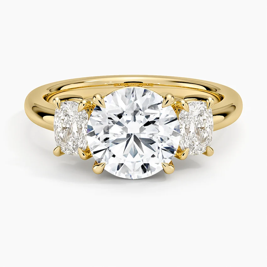Faye Elongated Cushion Three Stone Diamond Ring