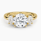Faye Elongated Cushion Three Stone Diamond Ring