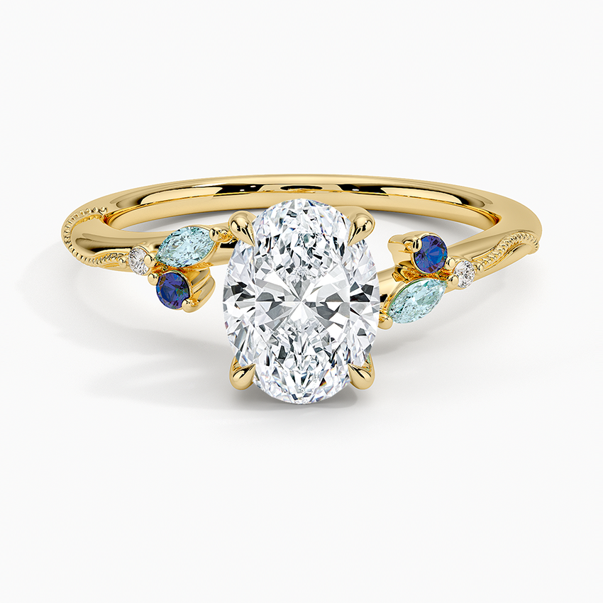 Camellia Indigo Milgrain Ring