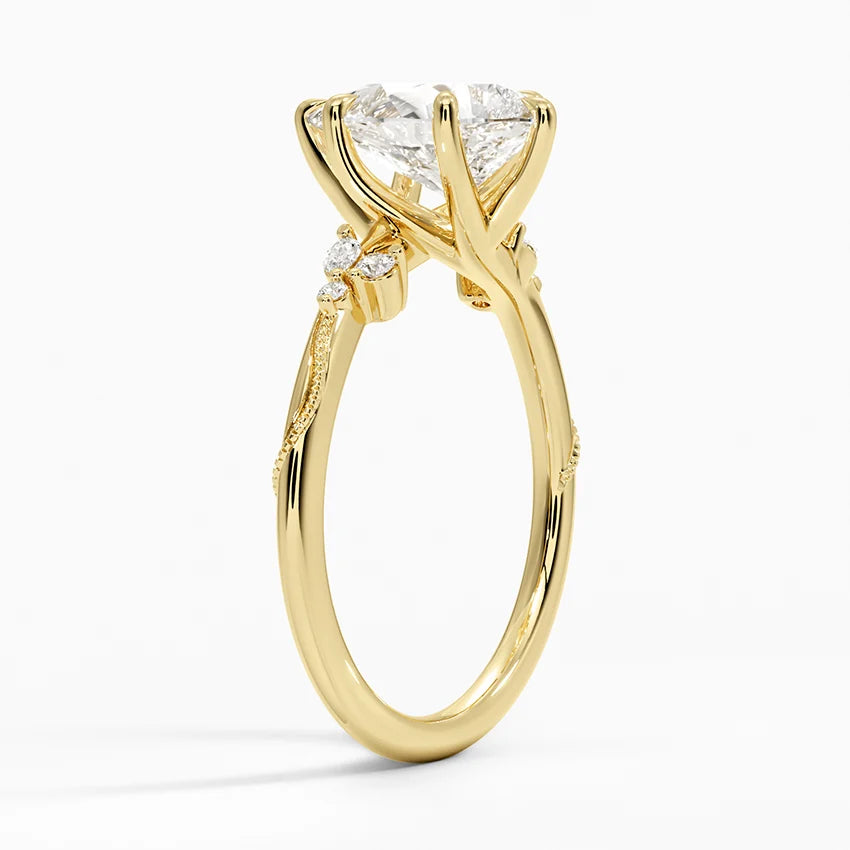 Camellia Milgrain Diamond Ring