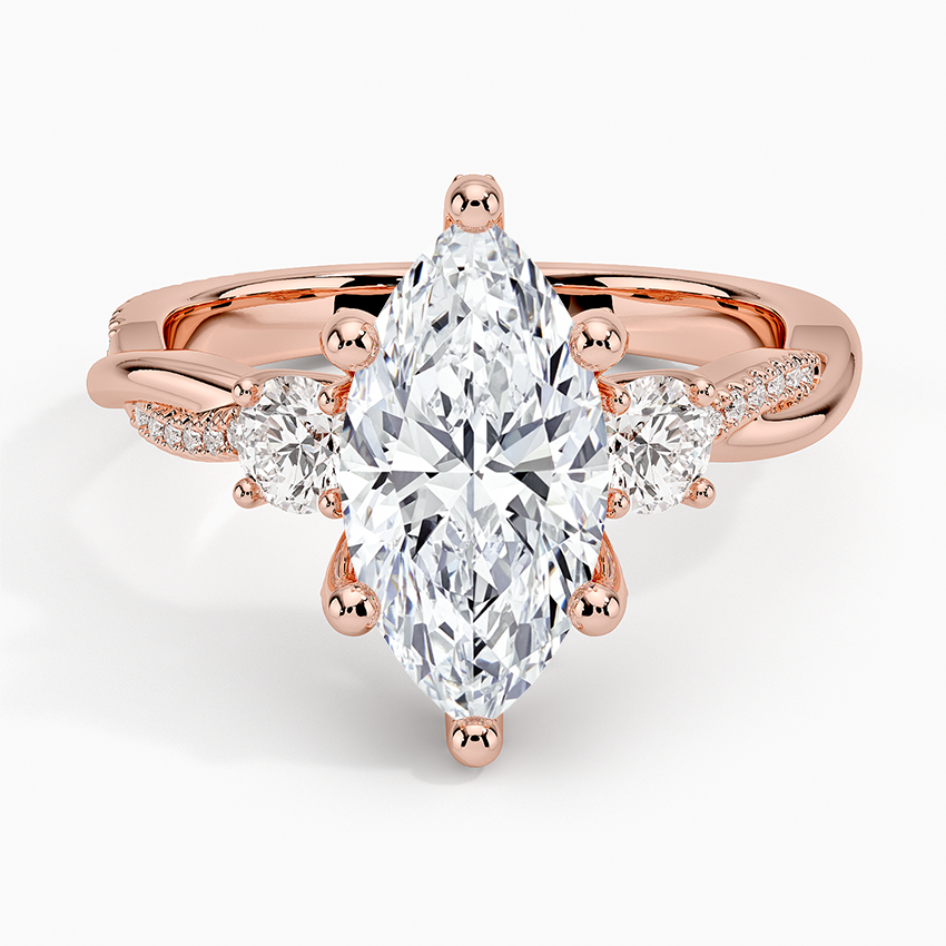 Adorned Petite Twisted Vine Three Stone Diamond Ring