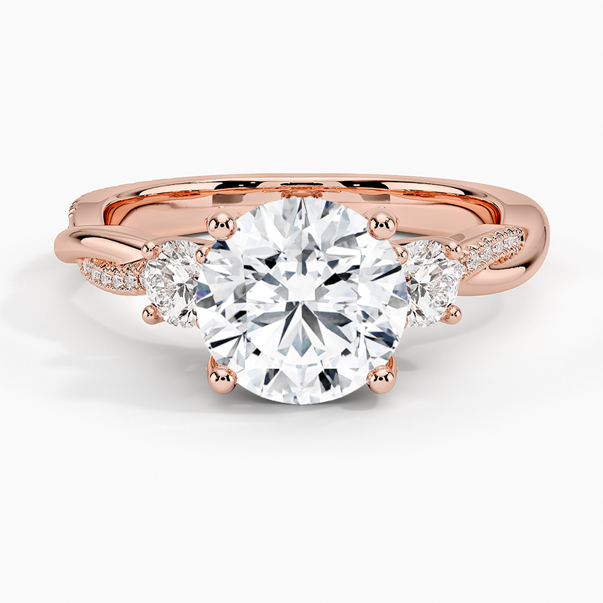 Adorned Petite Twisted Vine Three Stone Diamond Ring