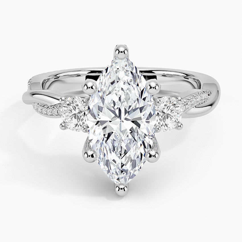 Adorned Petite Twisted Vine Three Stone Diamond Ring