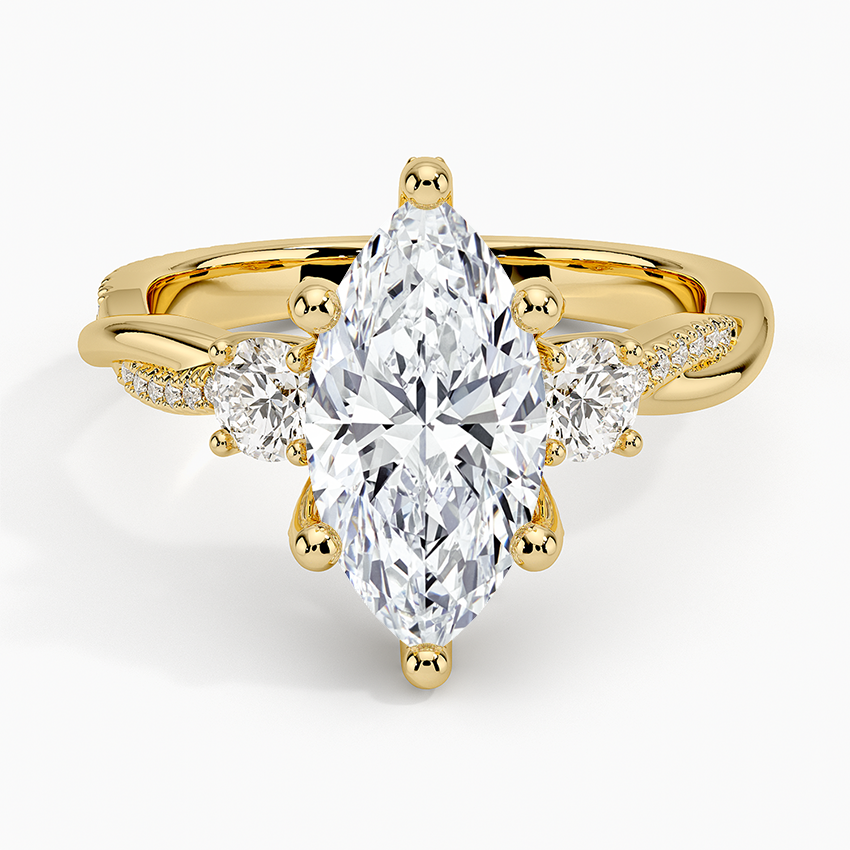 Adorned Petite Twisted Vine Three Stone Diamond Ring