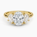 Half Moon Three Stone Diamond Ring