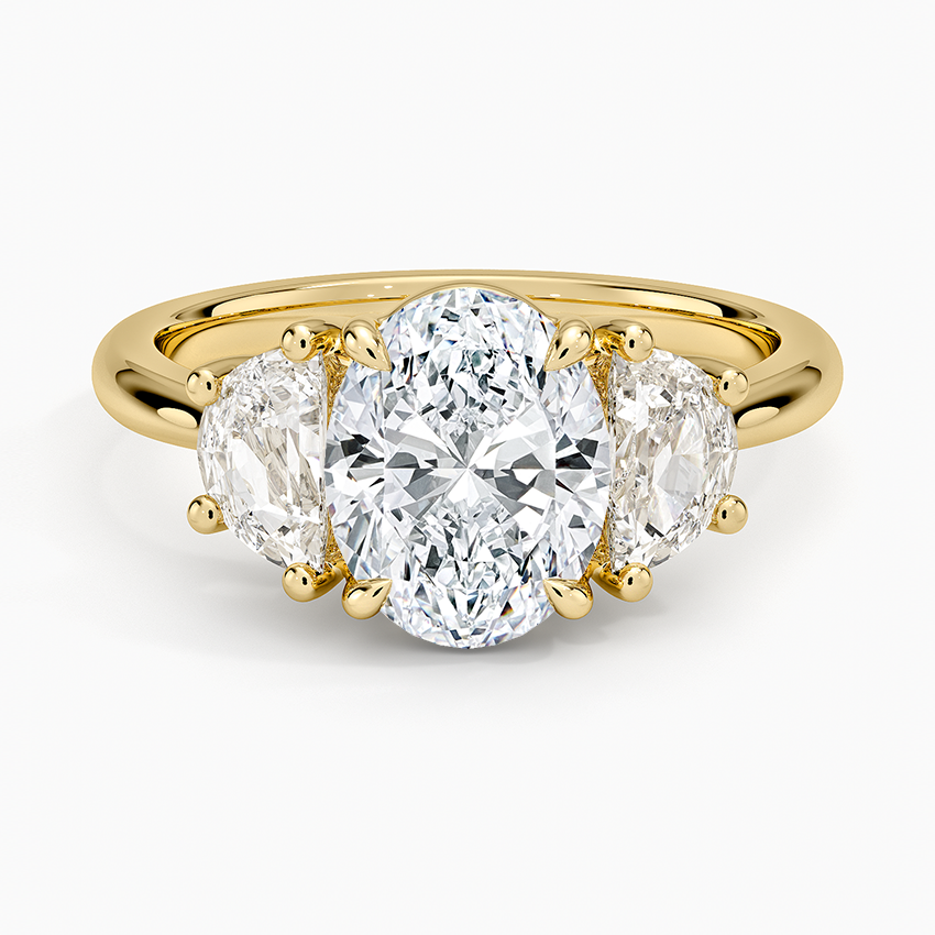 Half Moon Three Stone Diamond Ring