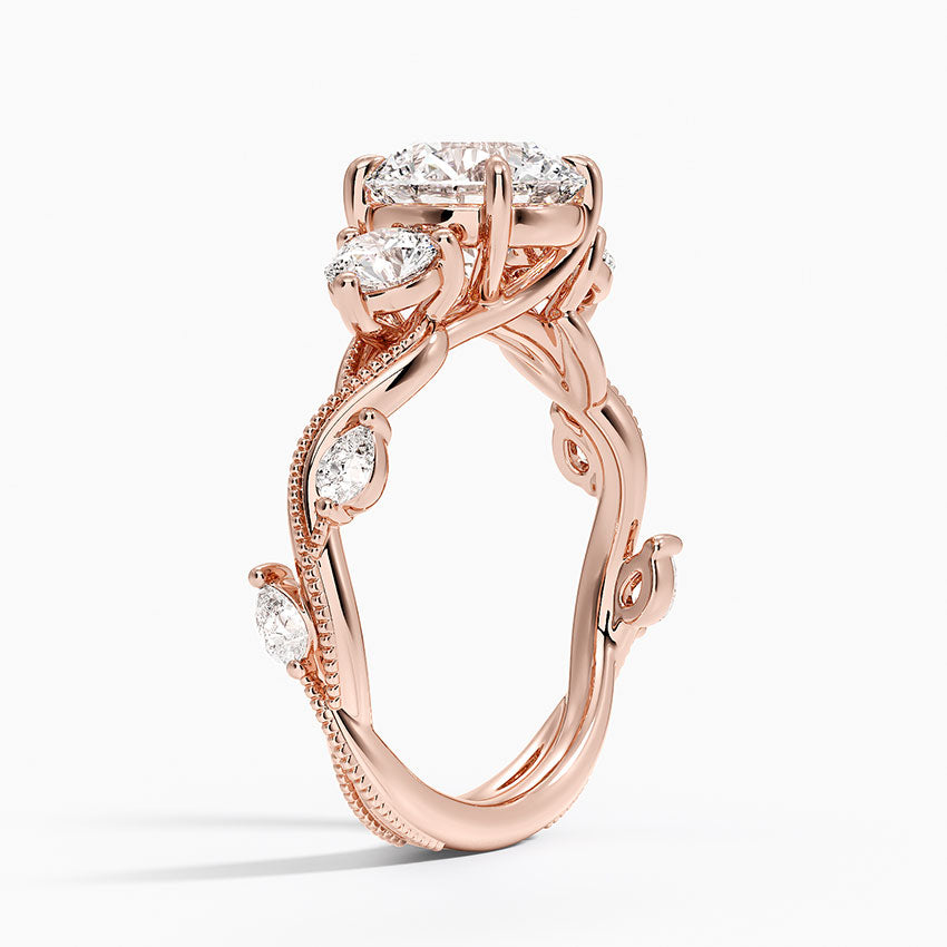 Vintage Secret Garden Three Stone Diamond Ring