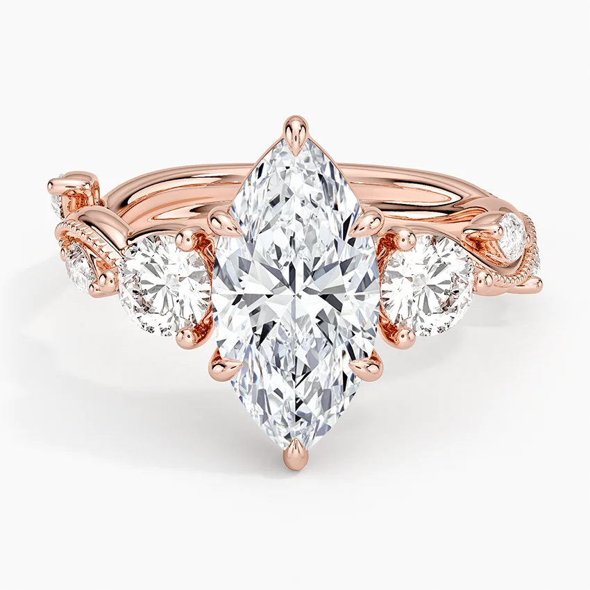 Vintage Secret Garden Three Stone Diamond Ring