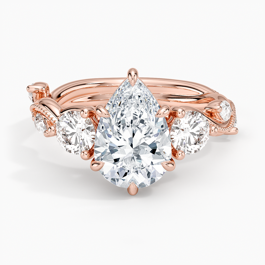 Vintage Secret Garden Three Stone Diamond Ring