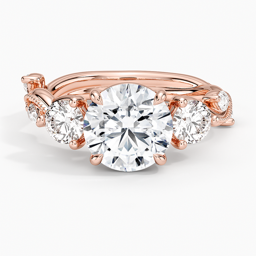 Vintage Secret Garden Three Stone Diamond Ring