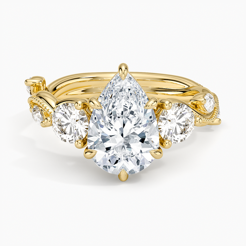 Vintage Secret Garden Three Stone Diamond Ring